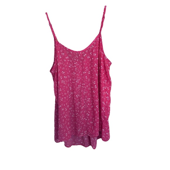 Torrid Pink Floral Pleated Chiffon Bodice Spaghetti Strap Swing Cami Top Size 2 - Picture 3 of 4
